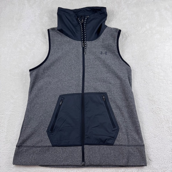 Under Armour ColdGear Infrared Vest Large Gray Full Zip Mock Neck S - Picture 1 of 10